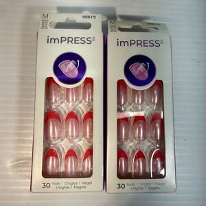 2x Kiss imPRESS No Glue Mani IM193X My Daydreams Pink French 30ctx2 Medium Oval